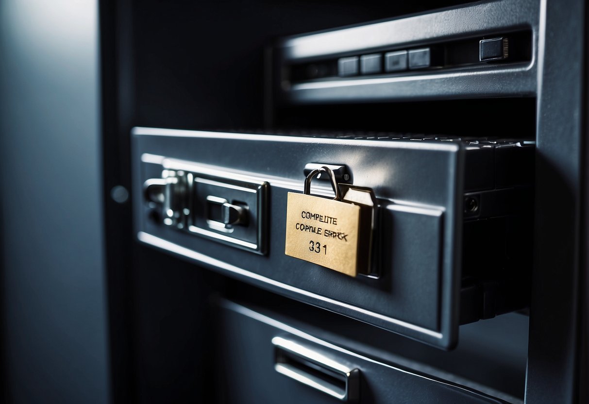 A computer screen displaying a secure data erasure process, with a lock icon symbolizing privacy protection