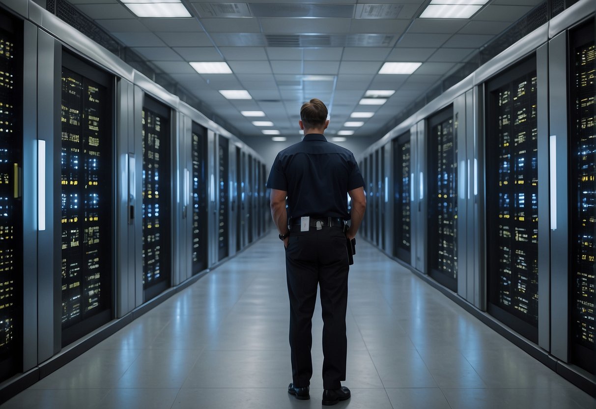 A data center security expert erases sensitive information, ensuring data protection