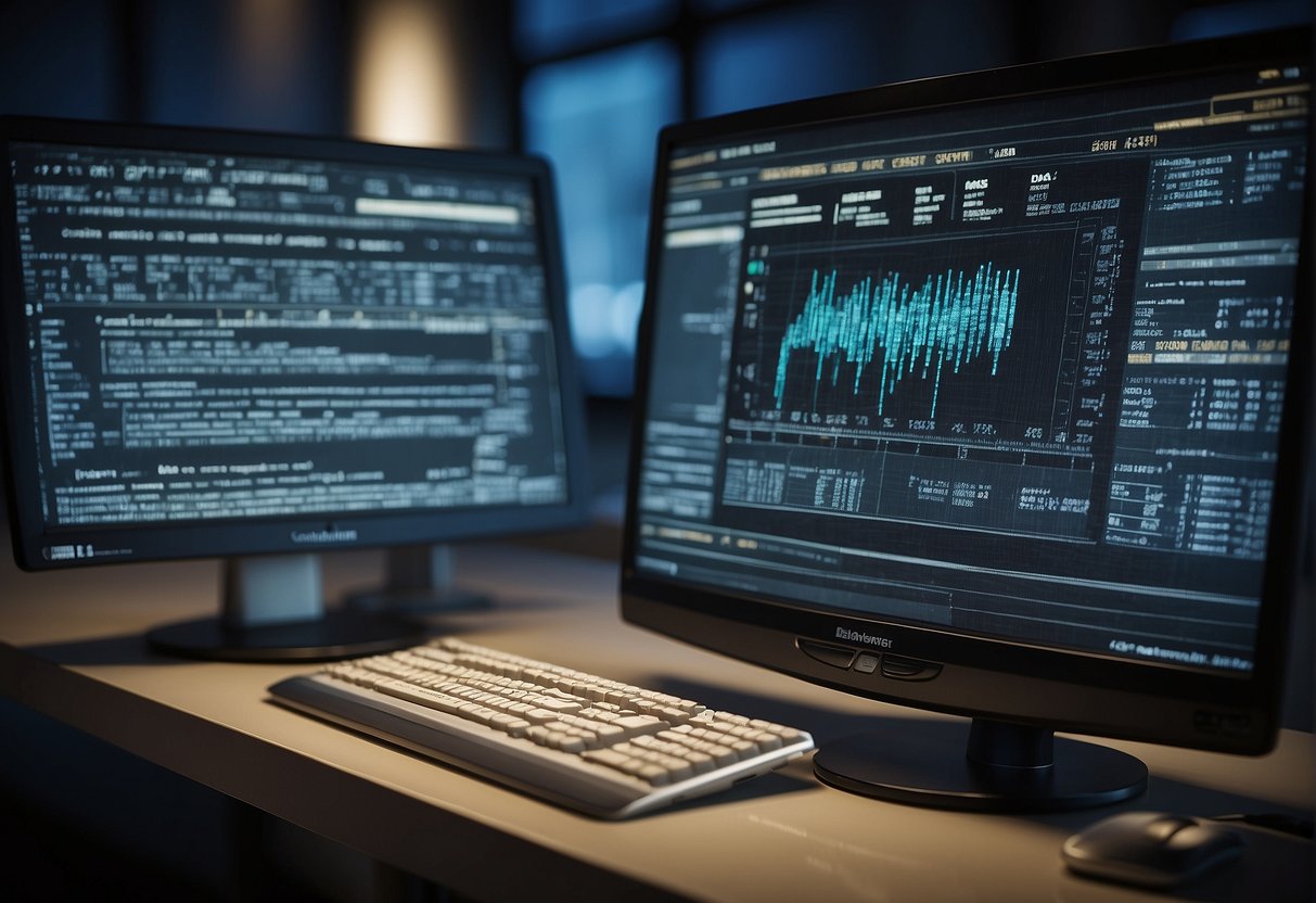 A computer screen displays the process of data overwriting and secure deletion methods, with advanced data erasure tools in use