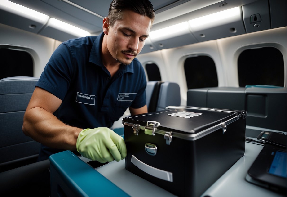 A technician wipes clean a black box from a commercial aircraft, ensuring the protection of flight data